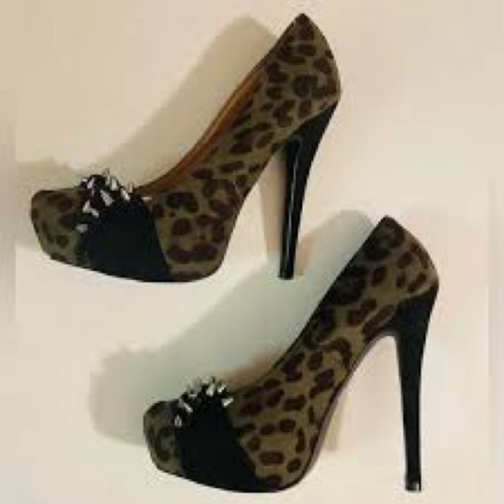 Leopard Print Spiky Study Heels - image 2